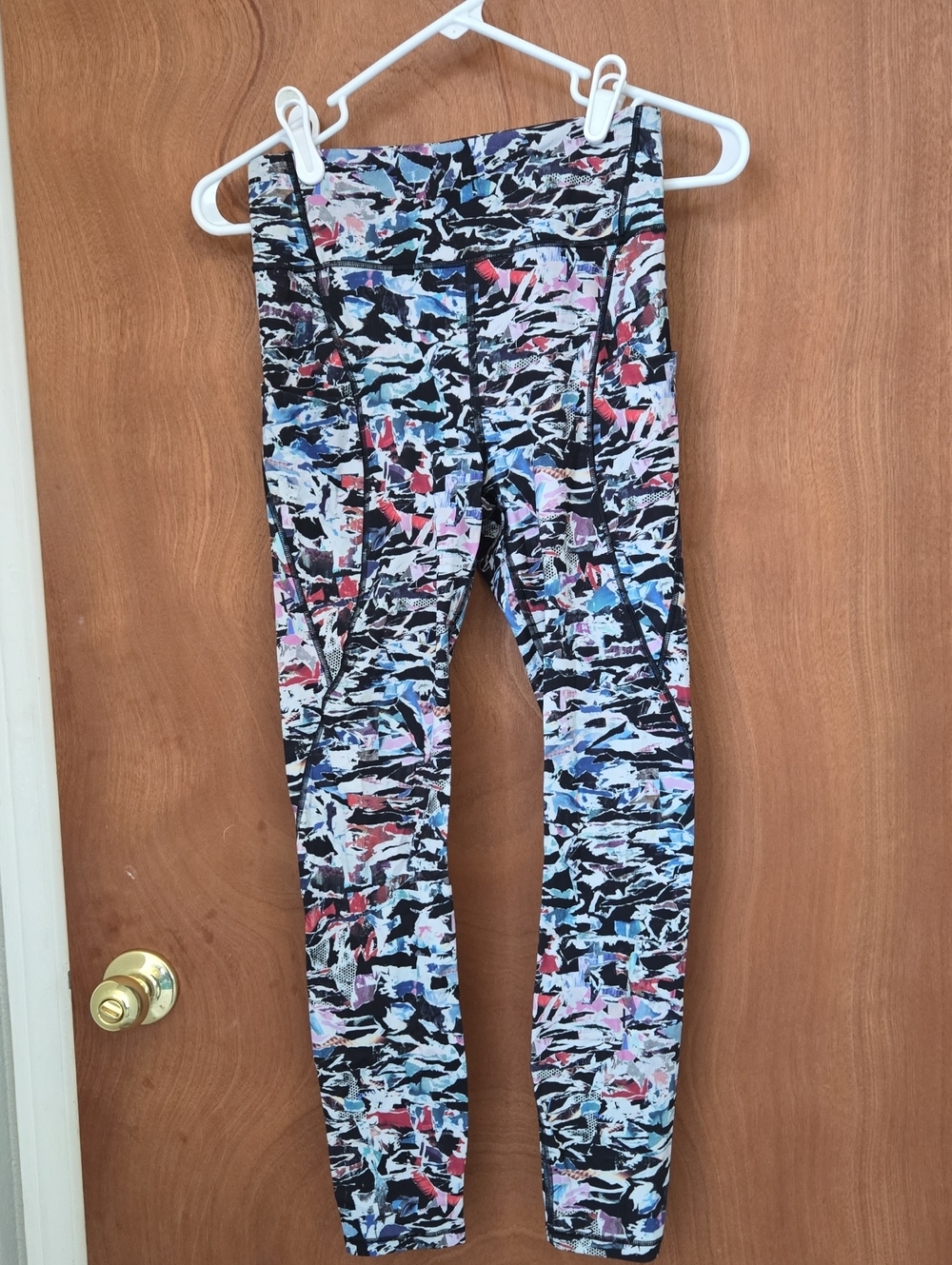 lululemon athletica Womens Black Multicolor Abstract Print Leggings